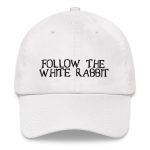 Follow The White Rabbit Black Embroidered Bitcoin Dad Hat